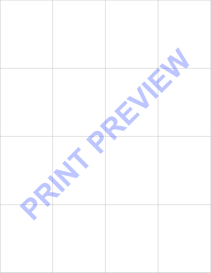 Preview of blank flashcard printout
